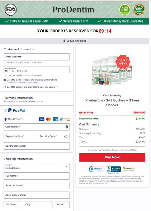 Checkout Page of ProDentim